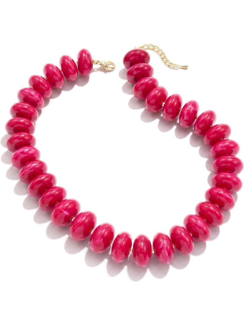 Women's Marbled Rose Red Bead Necklace Thick Disc Choker Summer Beach Jewelry